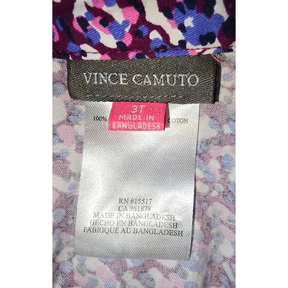 Vince Camuto Girls‎ Purple Blue Abstract Print Tiered Button Down Dress 3T